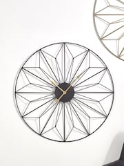 Pacific Black Black & Gold Metal Geo Design Round Wall Clock - Image 1 of 5