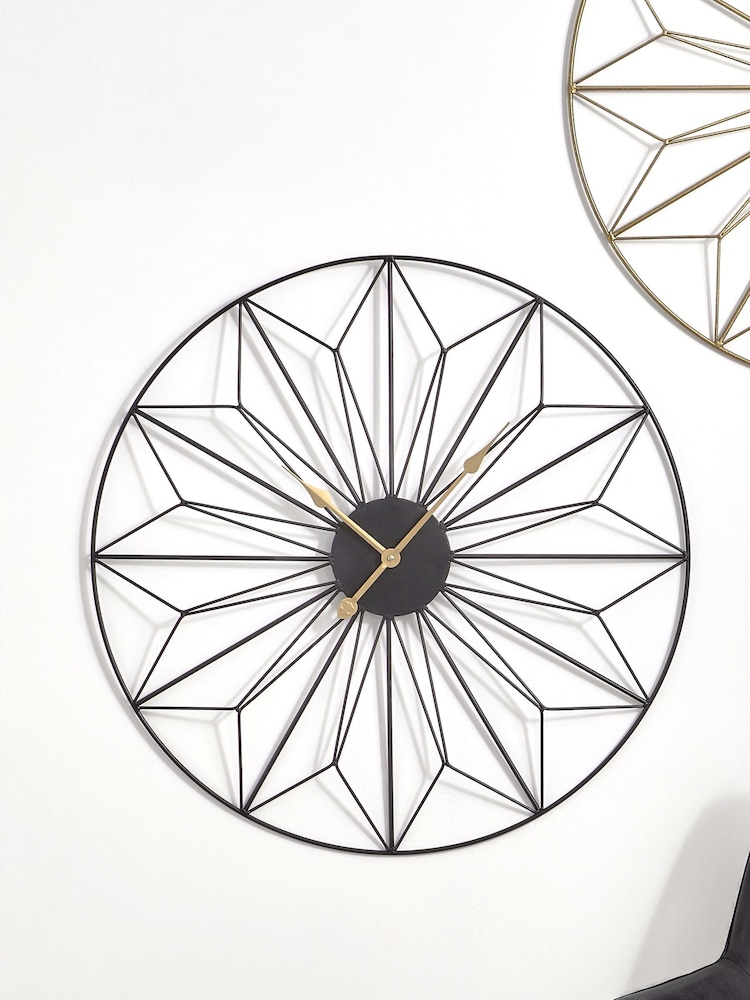 Pacific Black Black & Gold Metal Geo Design Round Wall Clock - Image 1 of 5