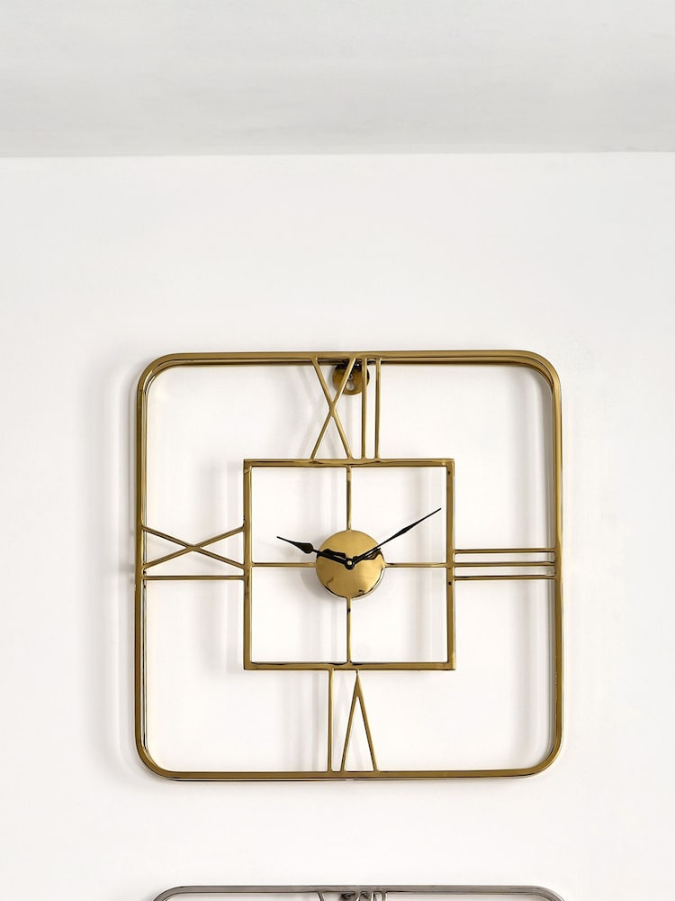 Pacific Gold Gold Metal Square Wall Clock - Image 1 of 5