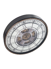 Pacific Gold Antique Gold Metal & Mirror Round Cog Wall Clock - Image 3 of 8