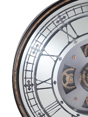 Pacific Gold Antique Gold Metal & Mirror Round Cog Wall Clock - Image 7 of 8