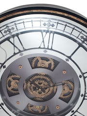 Pacific Gold Antique Gold Metal & Mirror Round Cog Wall Clock - Image 8 of 8