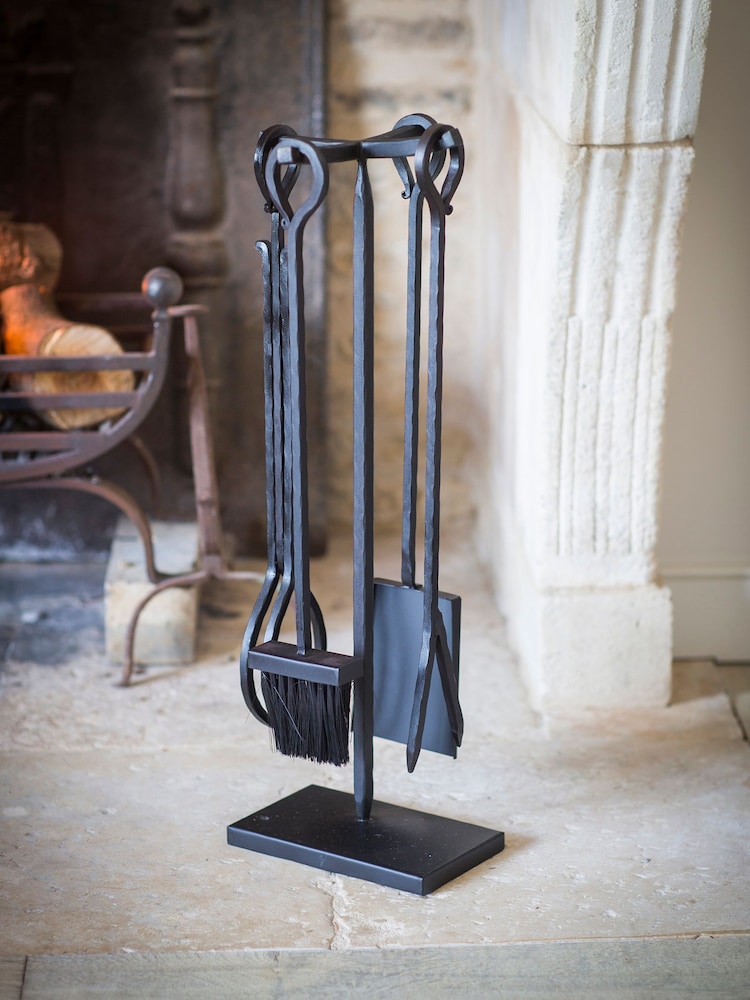 Garden Trading Set of 4 Brown Wrought Iron Fireside Tools - Image 1 of 2