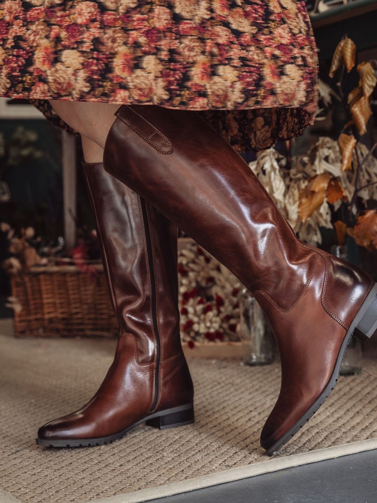Jones Bootmaker Womens Cinzia Brown Leather Riding Boots - Image 1 of 6