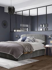 Grey Steel Opulent Velvet Matson Upholstered Ottoman Storage Bed Frame - Image 1 of 6