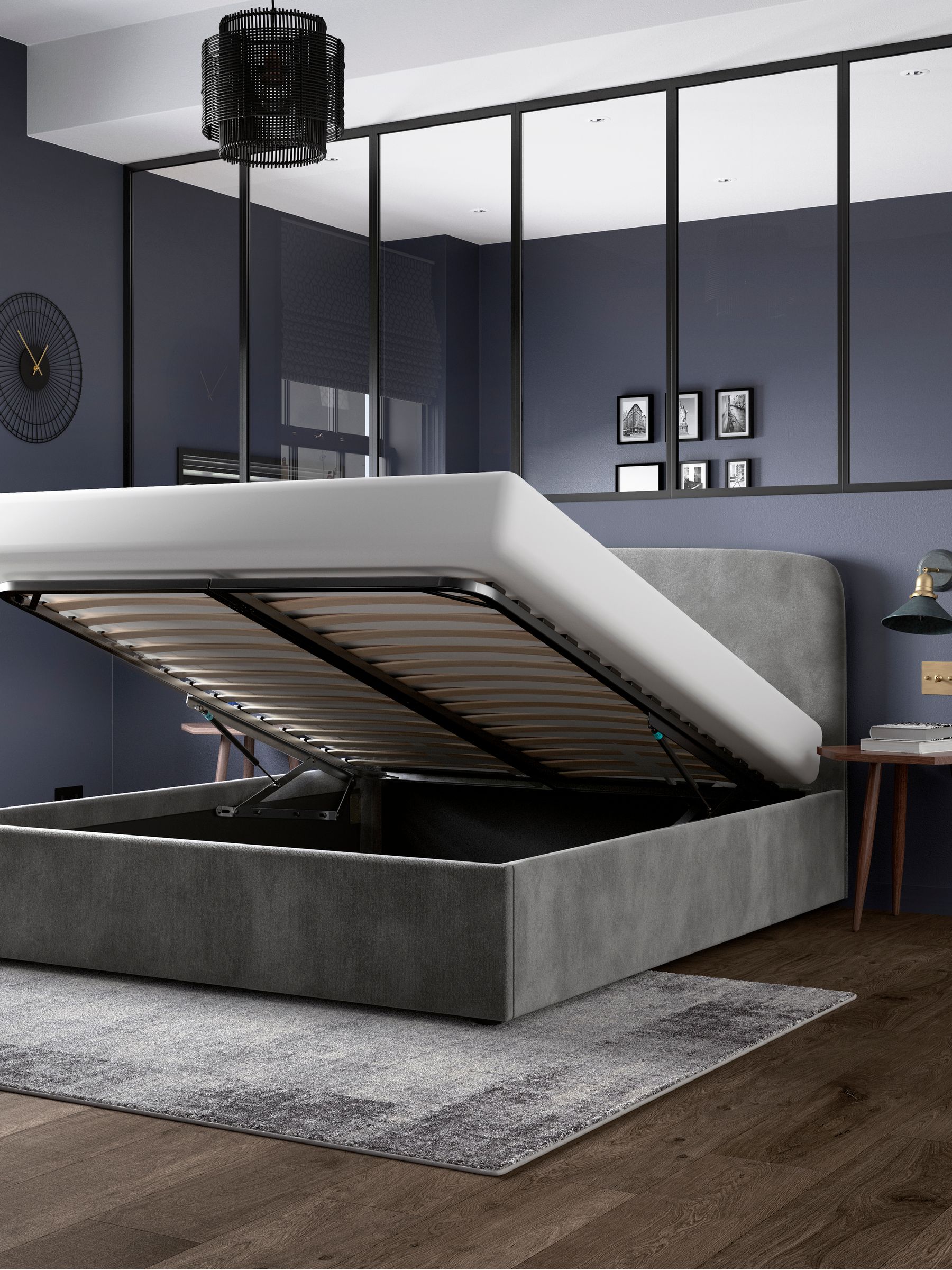 Buy Grey Steel Opulent Velvet Matson Upholstered Ottoman Storage Bed Frame from the Next UK online shop