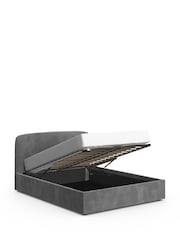 Grey Steel Opulent Velvet Matson Upholstered Ottoman Storage Bed Frame - Image 4 of 6