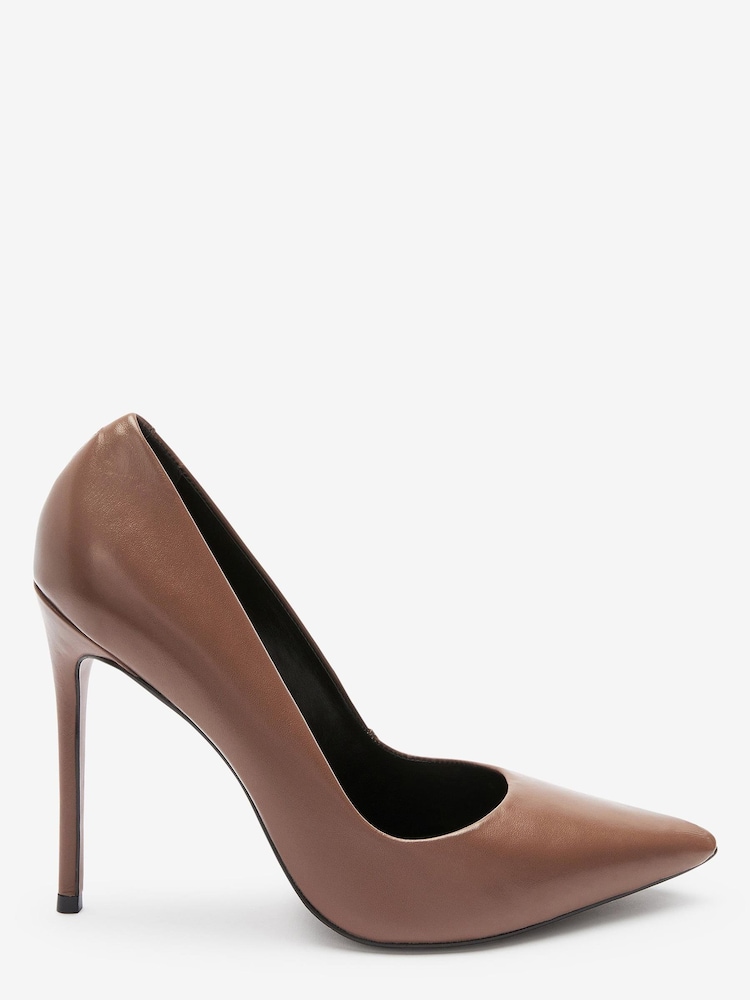 Taupe Signature Leather Court Shoes - Image 1 of 6