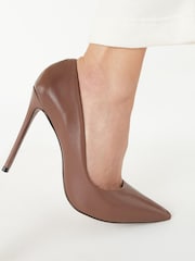Taupe Signature Leather Court Shoes - Image 5 of 6
