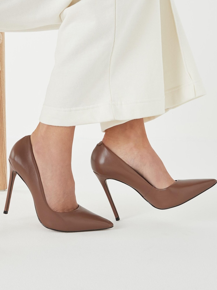 Taupe Signature Leather Court Shoes - Image 6 of 6