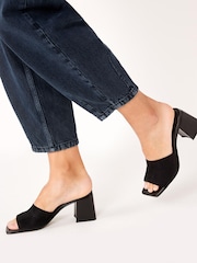 Black Regular/Wide Fit Forever Comfort® Block Heel Mule Sandals - Image 1 of 7