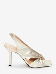 Gold Signature Leather Twist Detail Sandals - Image 1 of 4