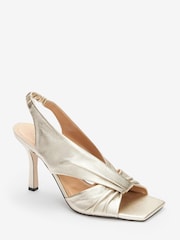 Gold Signature Leather Twist Detail Sandals - Image 2 of 4