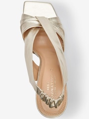 Gold Signature Leather Twist Detail Sandals - Image 4 of 4