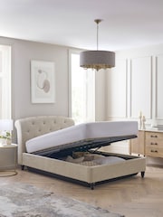 Soft Texture Light Natural Hartford Upholstered Ottoman Storage Bed Frame - Image 3 of 12