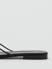 Mango Black Leather Metallic Detail Open Toe Sandals - Image 4 of 4