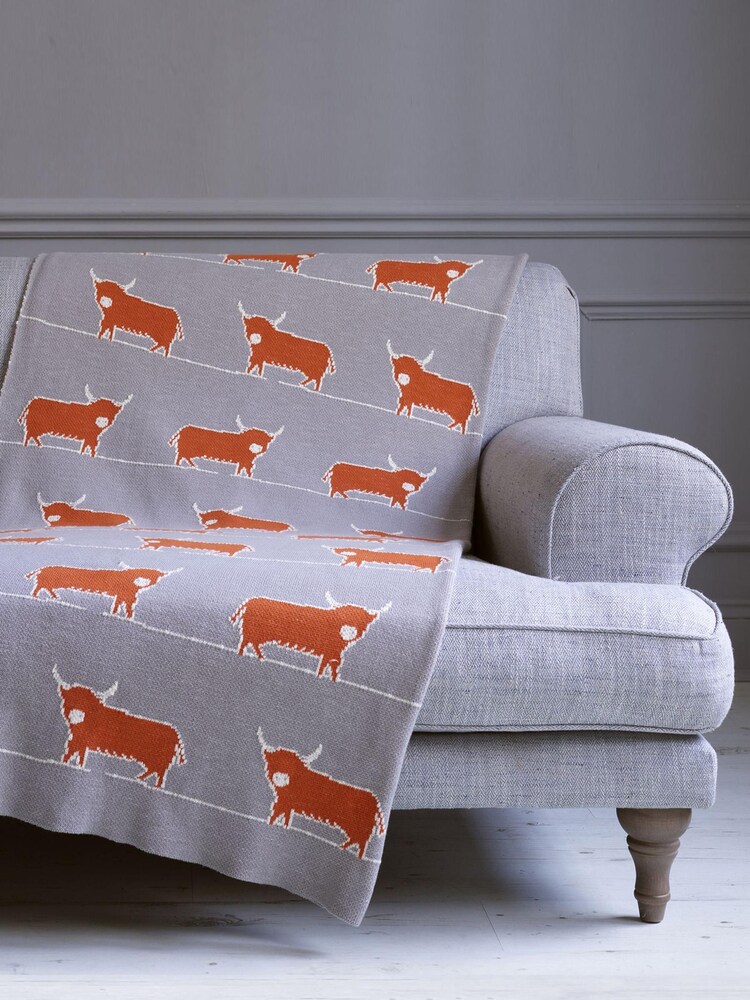 Voyage Orange Dougal 100% Cotton Throw - Image 1 of 3
