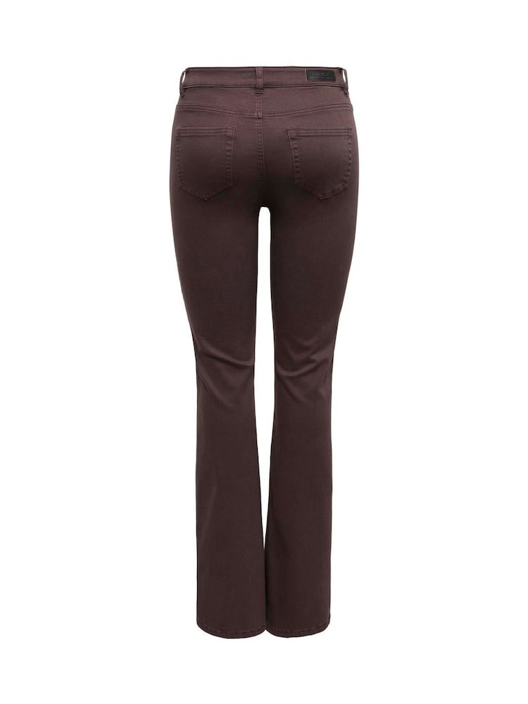 ONLY Black Mid Waist Flared Leg Jeans In Super Stretch - Image 2 of 3 ONLY Black Mid Waist Flared Leg Jeans In Super Stretch - Image 2 of 3