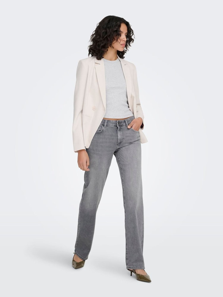 ONLY Grey Mid Waist Straight Leg Jeans In Super Stretch - Image 1 of 5