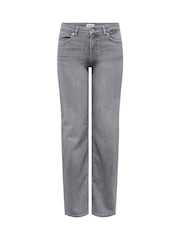ONLY Grey Mid Waist Straight Leg Jeans In Super Stretch - Image 4 of 5