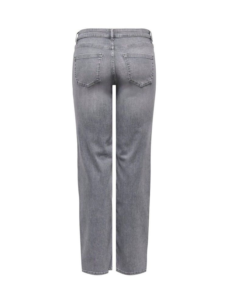 ONLY Grey Mid Waist Straight Leg Jeans In Super Stretch - Image 5 of 5