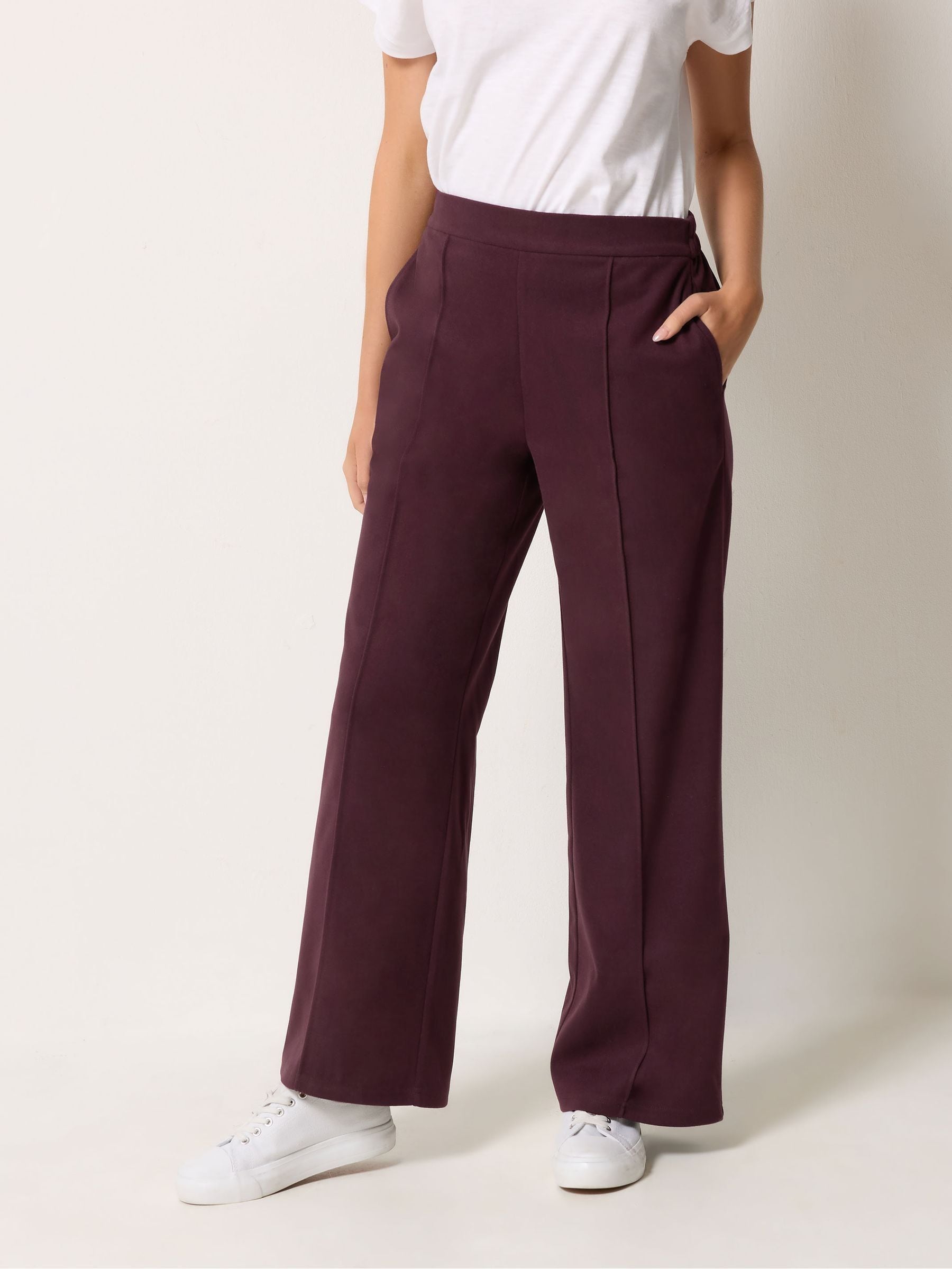 M&Co Women's Pintuck Wide Leg Trousers in Purple | Size: 20L - Image 3