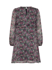 M&Co Petite Ditsy Long Sleeve Chiffon Dress - 6的图像6｝
