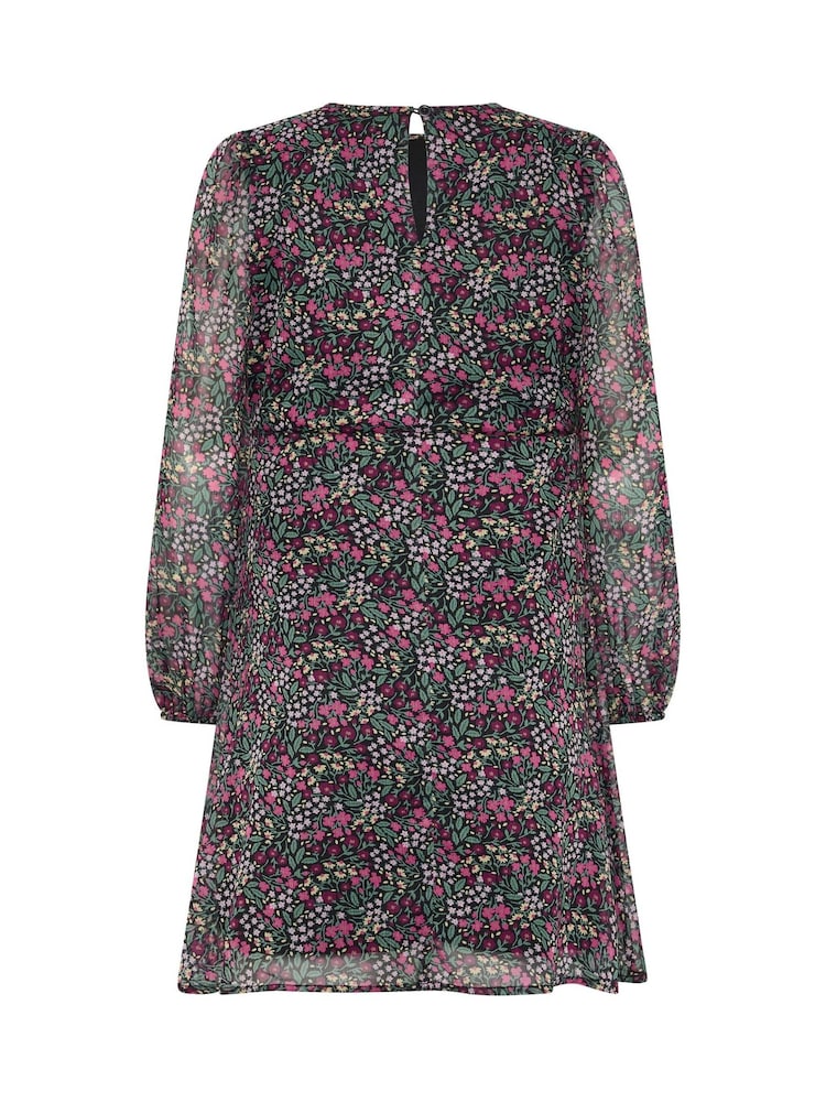 M&Co Petite Ditsy Long Sleeve Chiffon Dress - 6的图像6｝