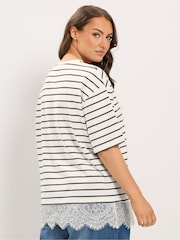 Yours Curve Cream Lace T-Shirt - Image 2 of 6