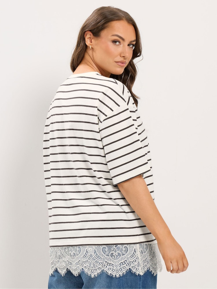 Yours Curve Cream Lace T-Shirt - Image 2 of 6