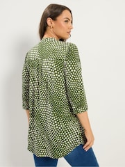 Yours Curve Green Half Placket Jersey Shirt - Image 3 of 5