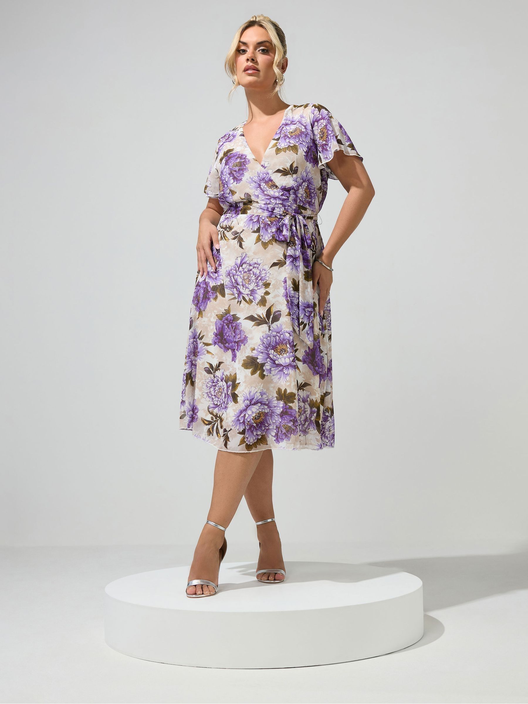 Yours Curve Women's Purple Floral Wrap Dress