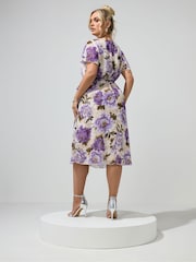 Yours Curve Purple London Floral Wrap Dress - Image 3 of 6