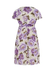 Yours Curve Purple London Floral Wrap Dress - Image 6 of 6