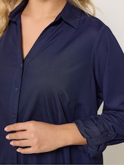 Yours Curve Blue Ribbed Shirt - Image 4 of 5
