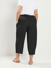 Yours Curve Black Crinkle Barrel Trousers - Image 2 of 6