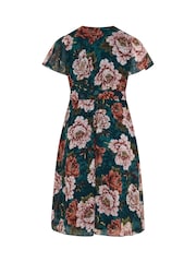 Yours Curve Green London Floral Wrap Dress - Image 6 of 6