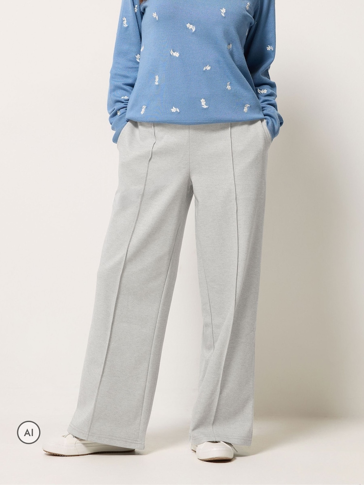 M&Co Grey Petite Pintuck Wide Leg Trousers - Image 1 of 6