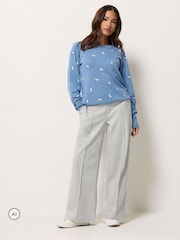 M&Co Grey Petite Pintuck Wide Leg Trousers - Image 2 of 6