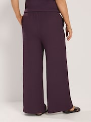 Yours Curve Purple Textured Wide Leg Trousers - Image 3 of 6