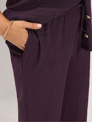 Yours Curve Purple Textured Wide Leg Trousers - Image 4 of 6