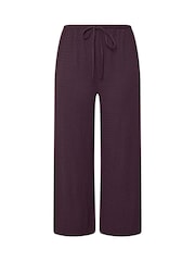Yours Curve Purple Textured Wide Leg Trousers - Image 5 of 6