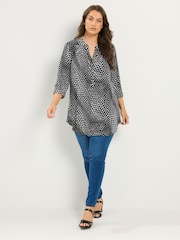 Yours Curve Black Half Placket Jersey Shirt - Image 2 of 5