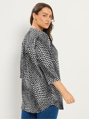Yours Curve Black Half Placket Jersey Shirt - Image 3 of 5