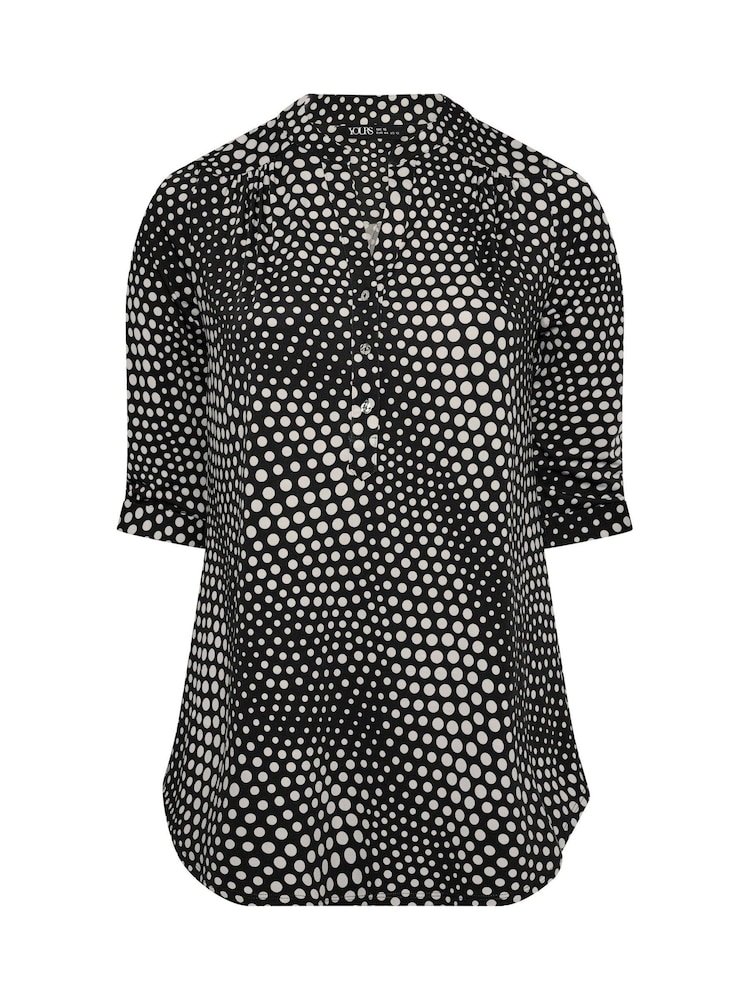 Yours Curve Black Half Placket Jersey Shirt - Image 5 of 5