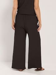 Yours Curve Brown Textured Wide Leg Trousers - Image 3 of 6