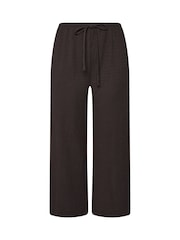 Yours Curve Brown Textured Wide Leg Trousers - Image 5 of 6