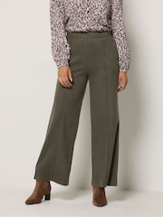 M&Co Brown Petite Pintuck Wide Leg Trousers - Image 1 of 6