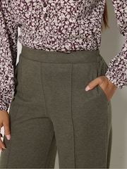 M&Co Brown Petite Pintuck Wide Leg Trousers - Image 4 of 6