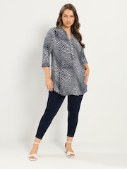 Yours Curve Blue Half Placket Jersey Shirt - Image 2 of 5